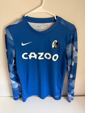 Nike FREIBURG BUNDEDLIGA  Blue Long-Sleeve Soccer Jersey with White Logos
